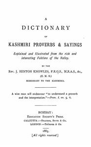 a dictionary of kashmiri proverbs & sayings